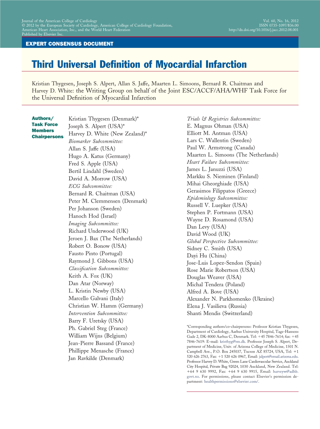 Third Universal Definition of Myocardial Infarction