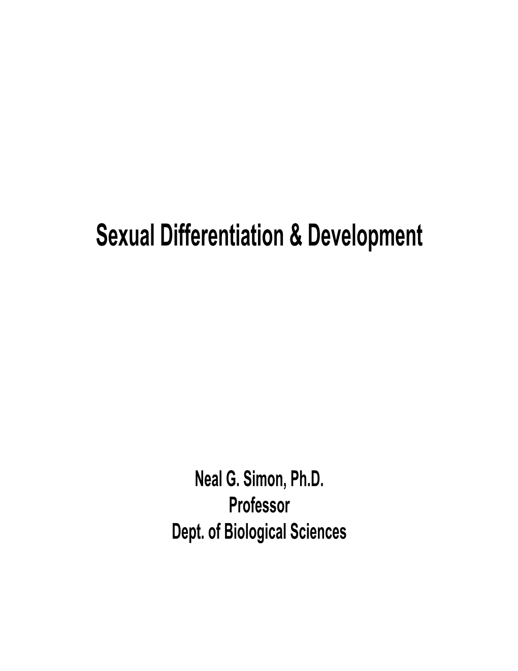 Sexual Differentiation & Development