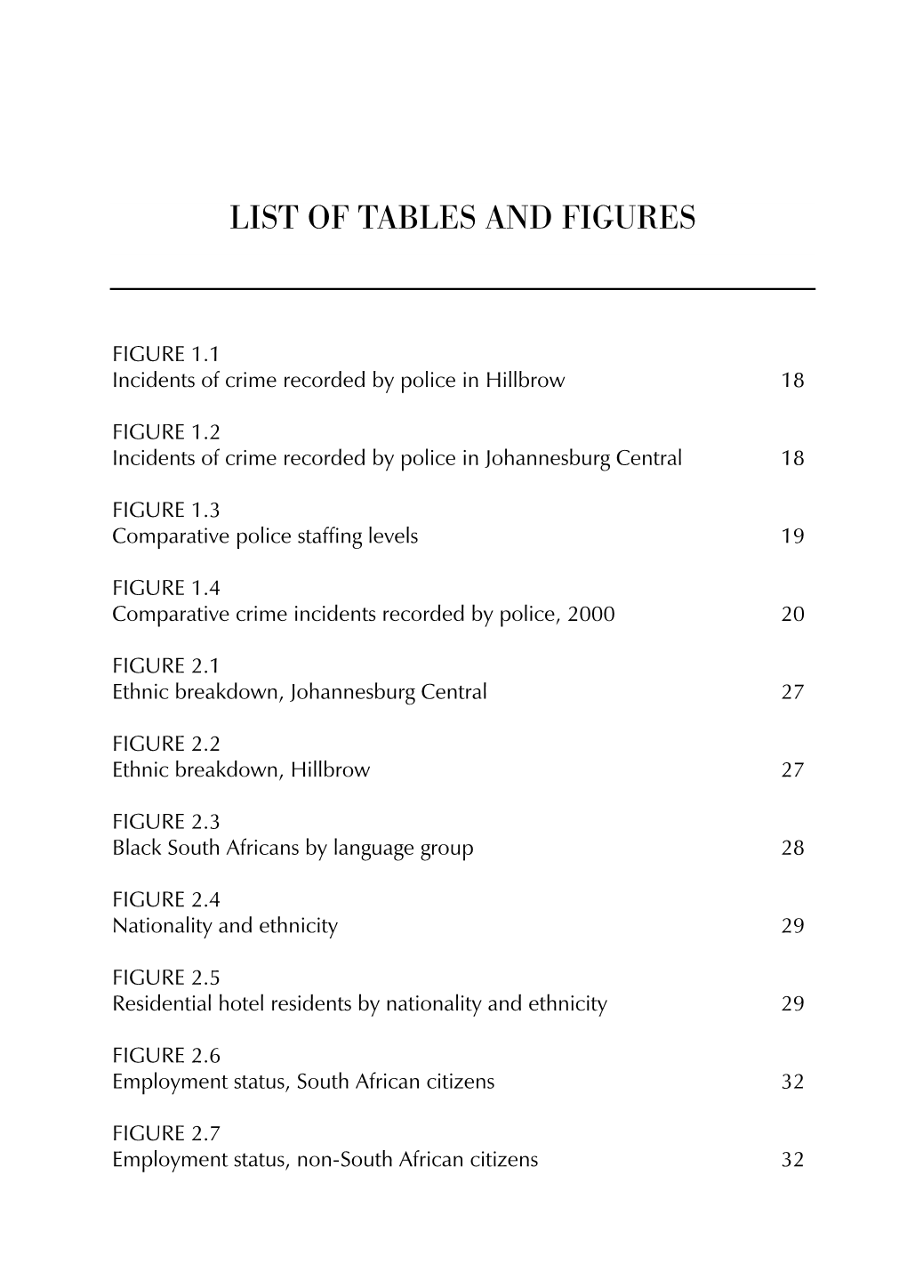 List of Tables and Figures