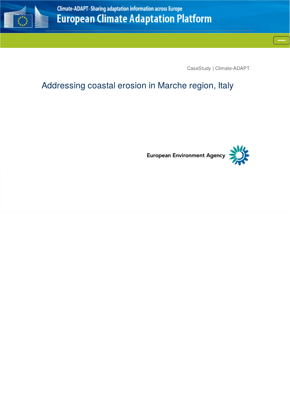 Addressing Coastal Erosion in Marche Region, Italy Cover Design: EEA Cover Photo: © EEA Layout: EEA