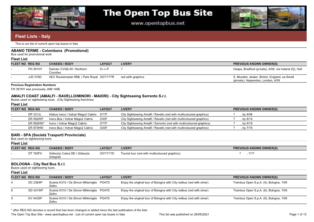 Fleet Lists - Italy