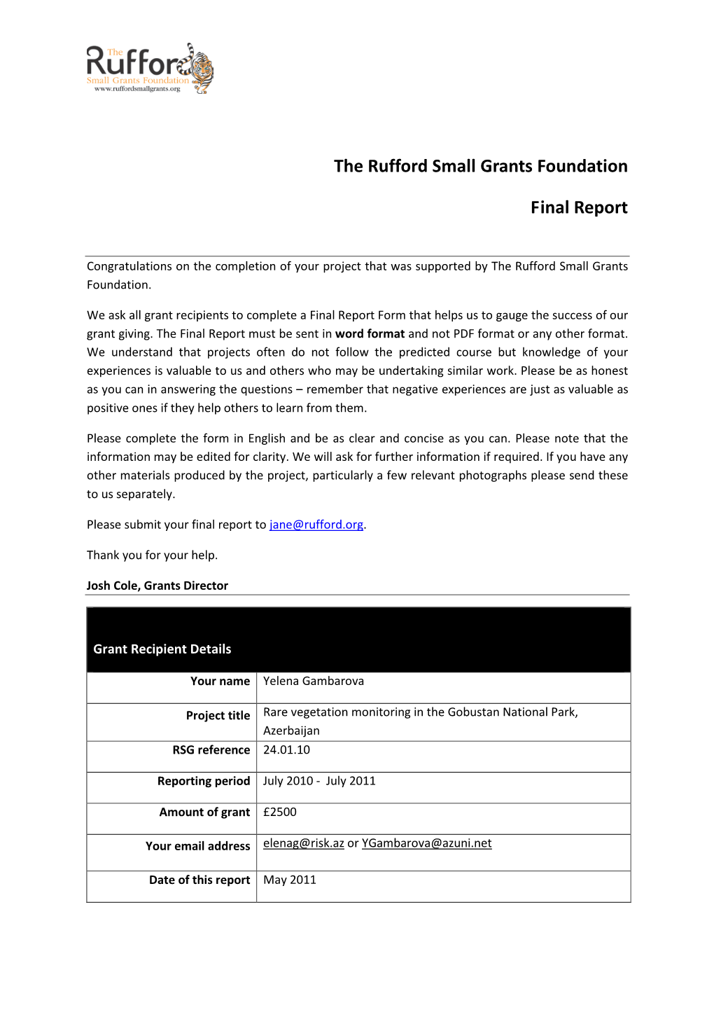 The Rufford Small Grants Foundation