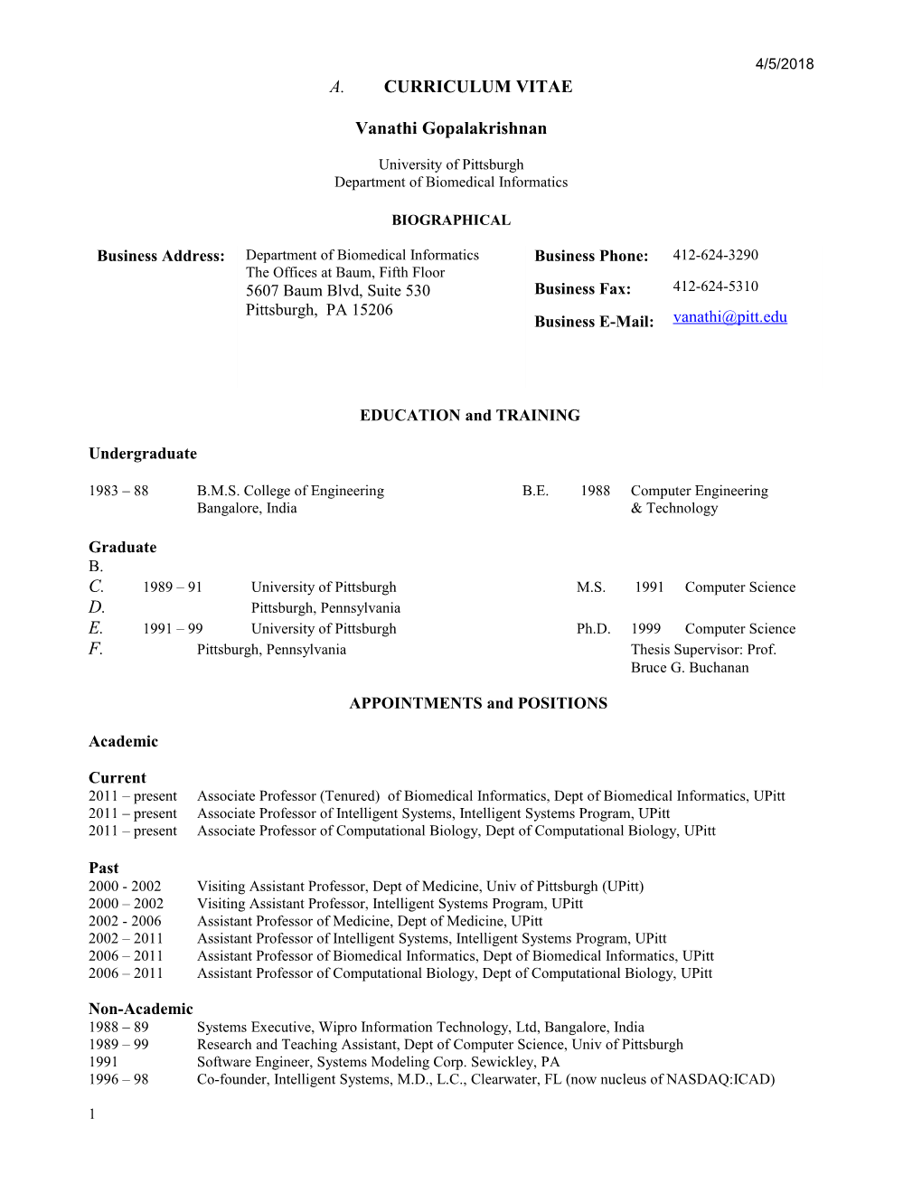 Curriculum Vitae s161