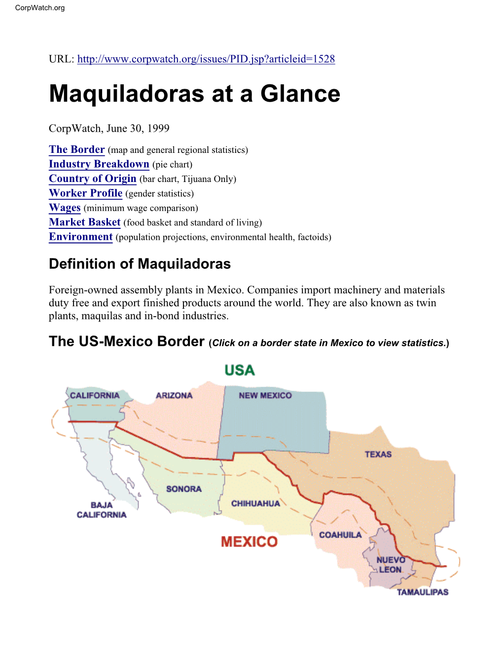 Maquiladoras at a Glance