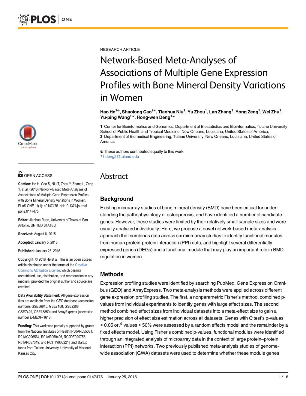 Network-Based Meta-Analyses of Associations of Multiple Gene Expression Profiles with Bone Mineral Density Variations in Women