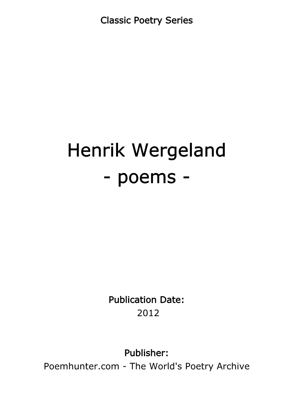 Henrik Wergeland - Poems