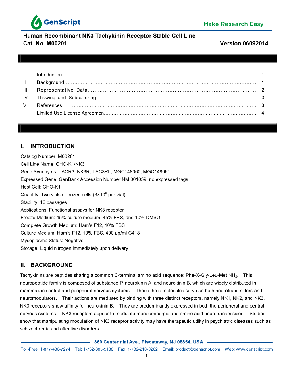 Human Recombinant NK3 Tachykinin Receptor Stable Cell Line Cat. No