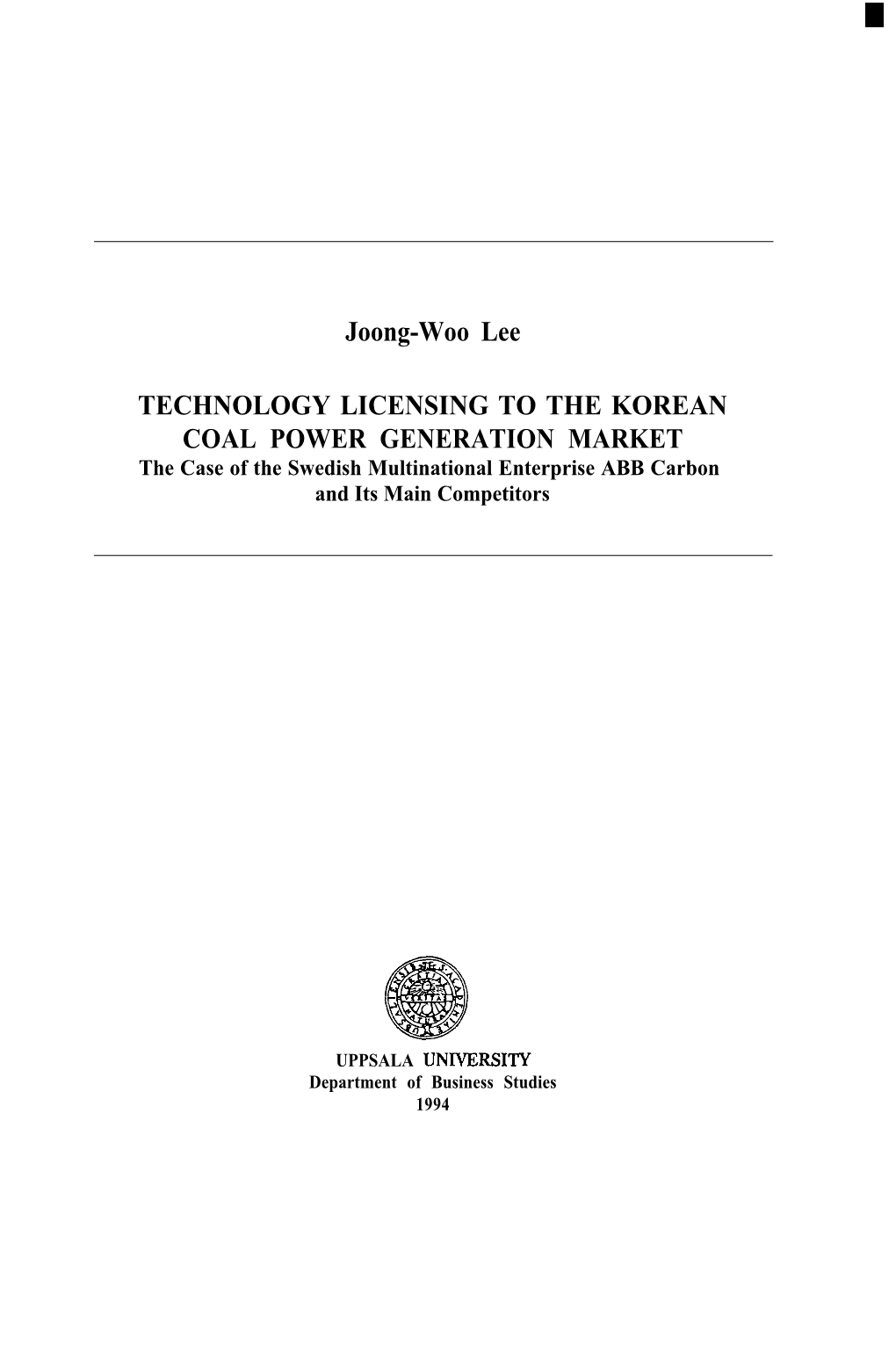 Joong-Woo Lee TECHNOLOGY LICENSING to the KOREAN