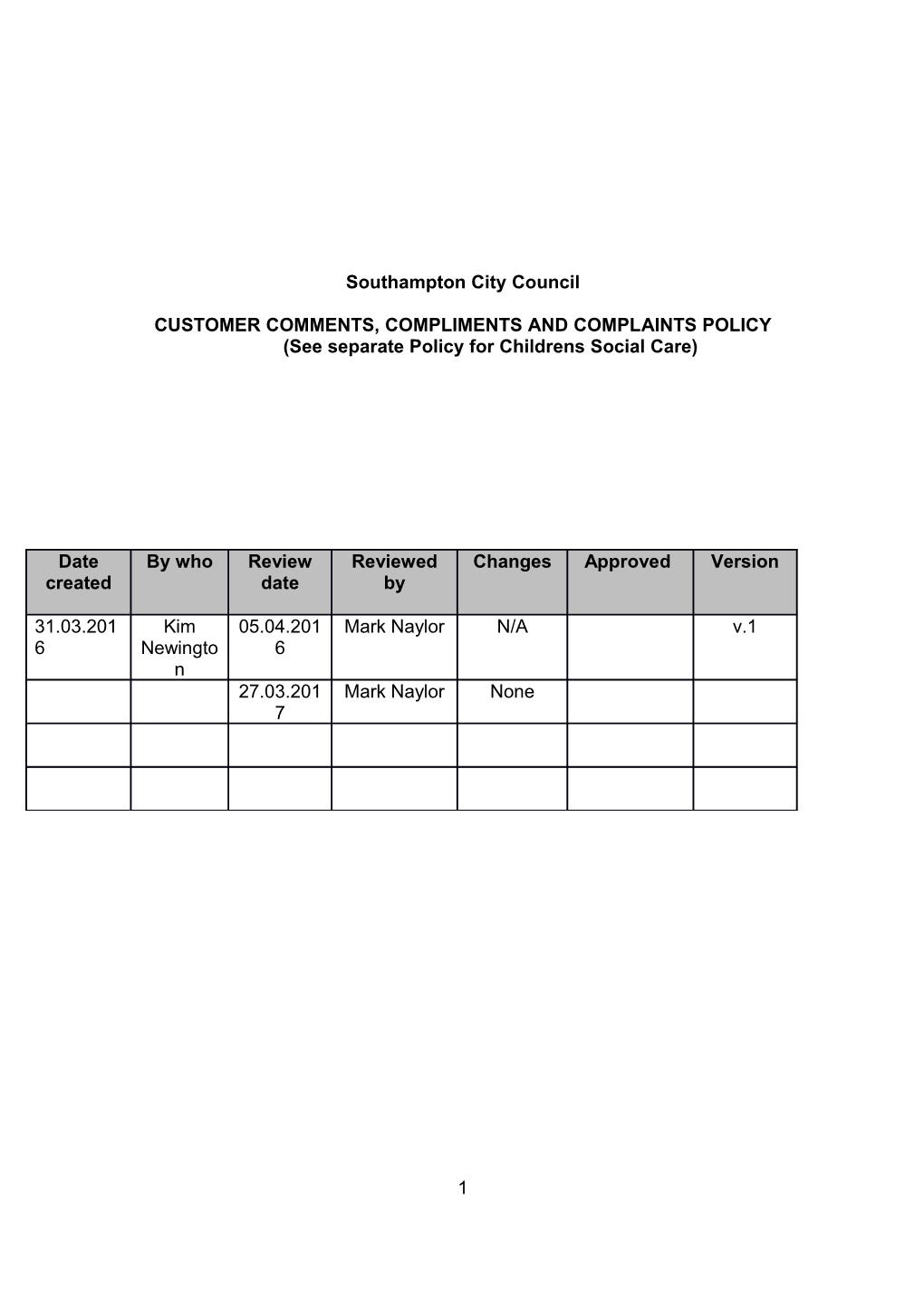 Corporate and Adult Social Care Complaints Policy