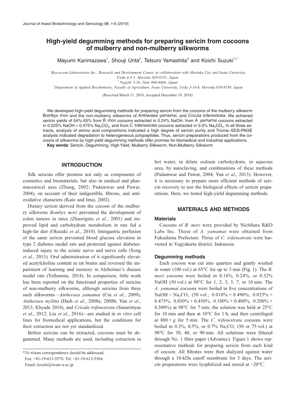 High-Yield Degumming Methods for Preparing Sericin from Cocoons of Mulberry and Non-Mulberry Silkworms