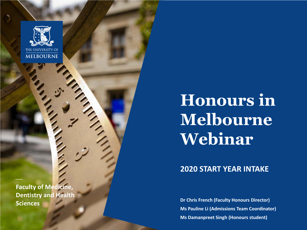 Honours in Melbourne Webinar