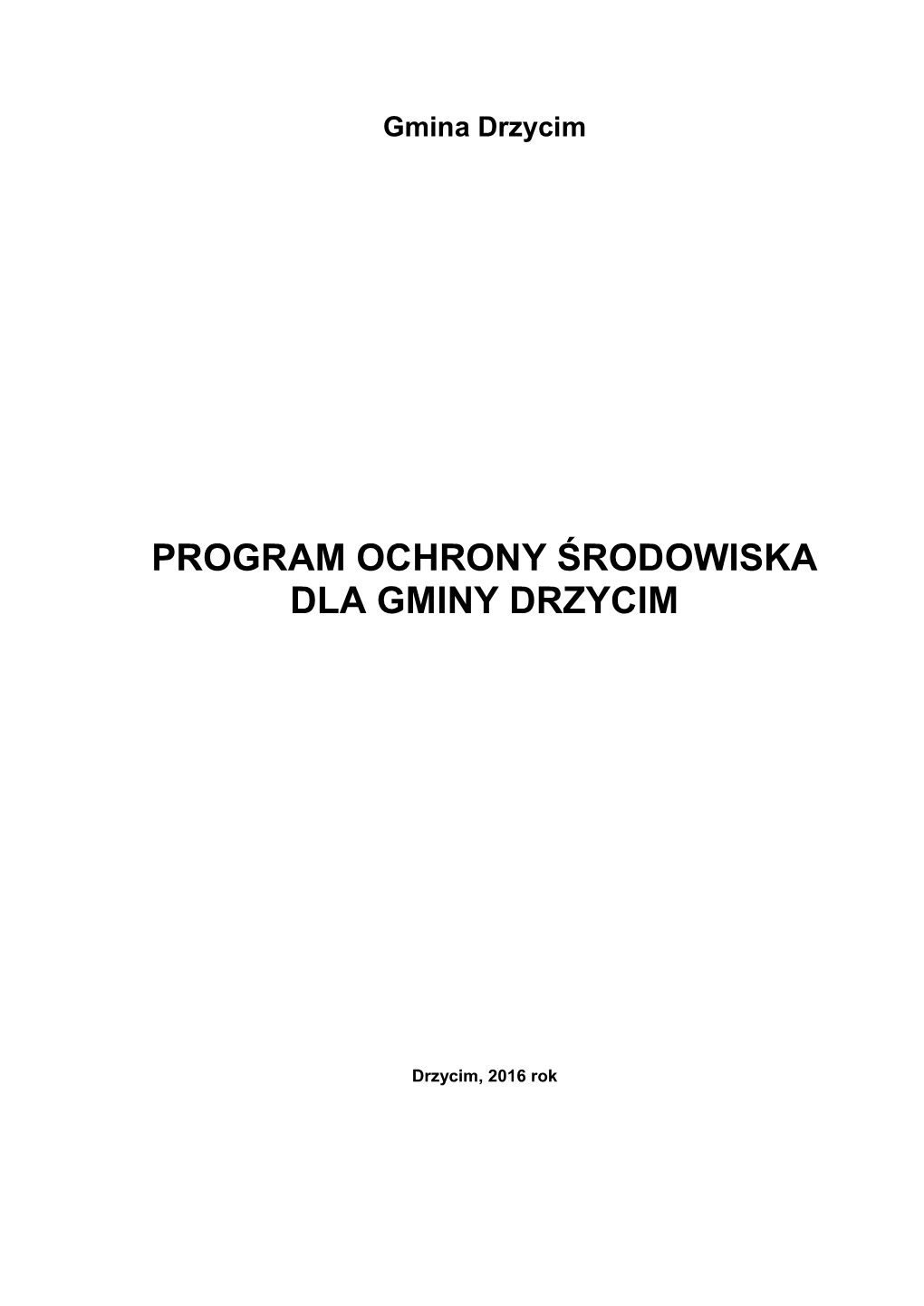 Program Ochrony Środowiska Dla Gminy Drzycim