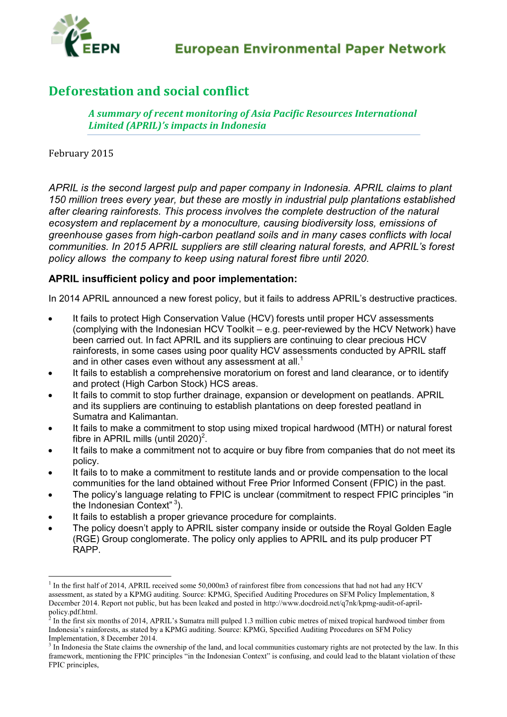 Deforestation and Social Conflict