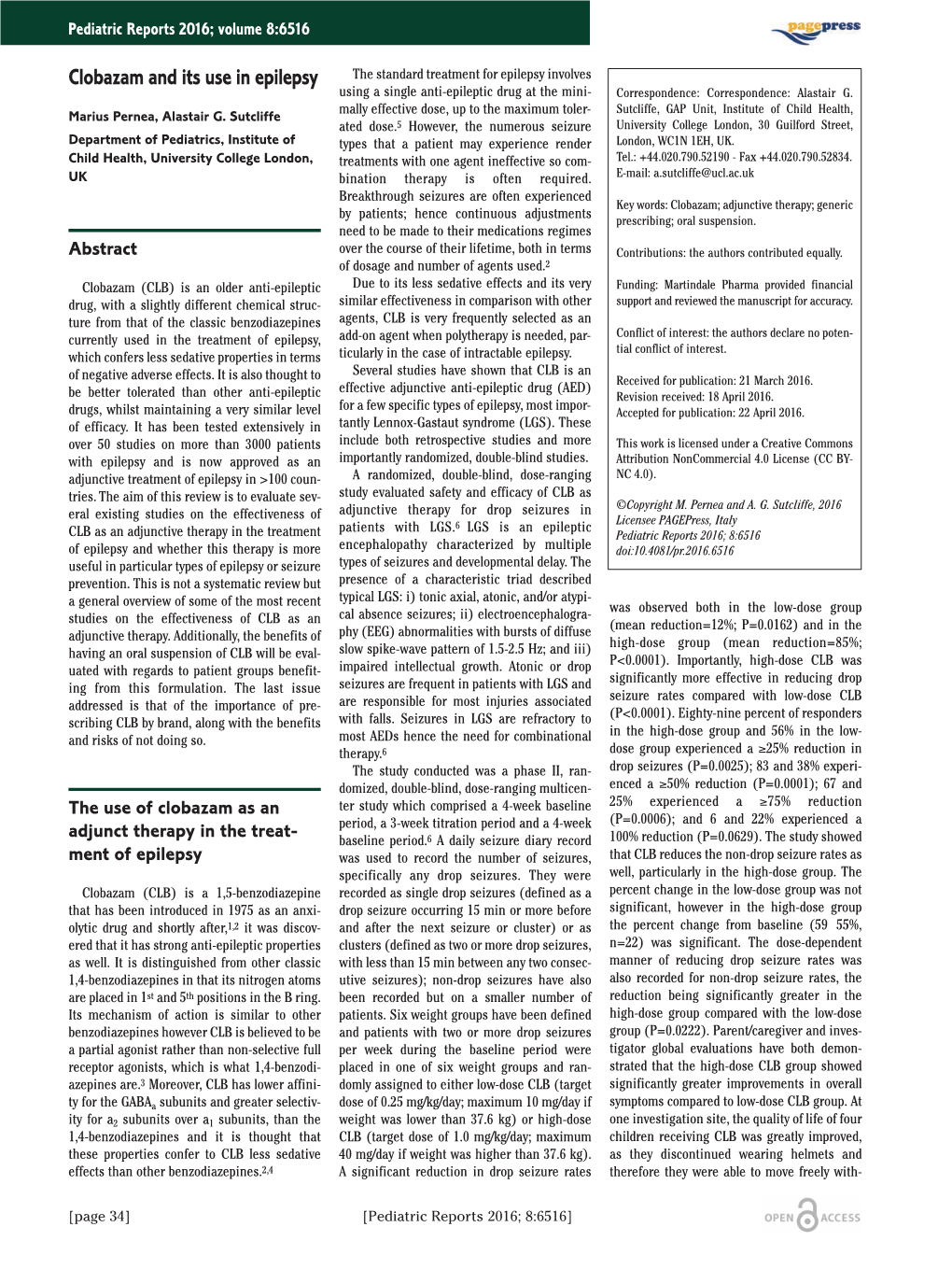 Clobazam and Its Use in Epilepsy