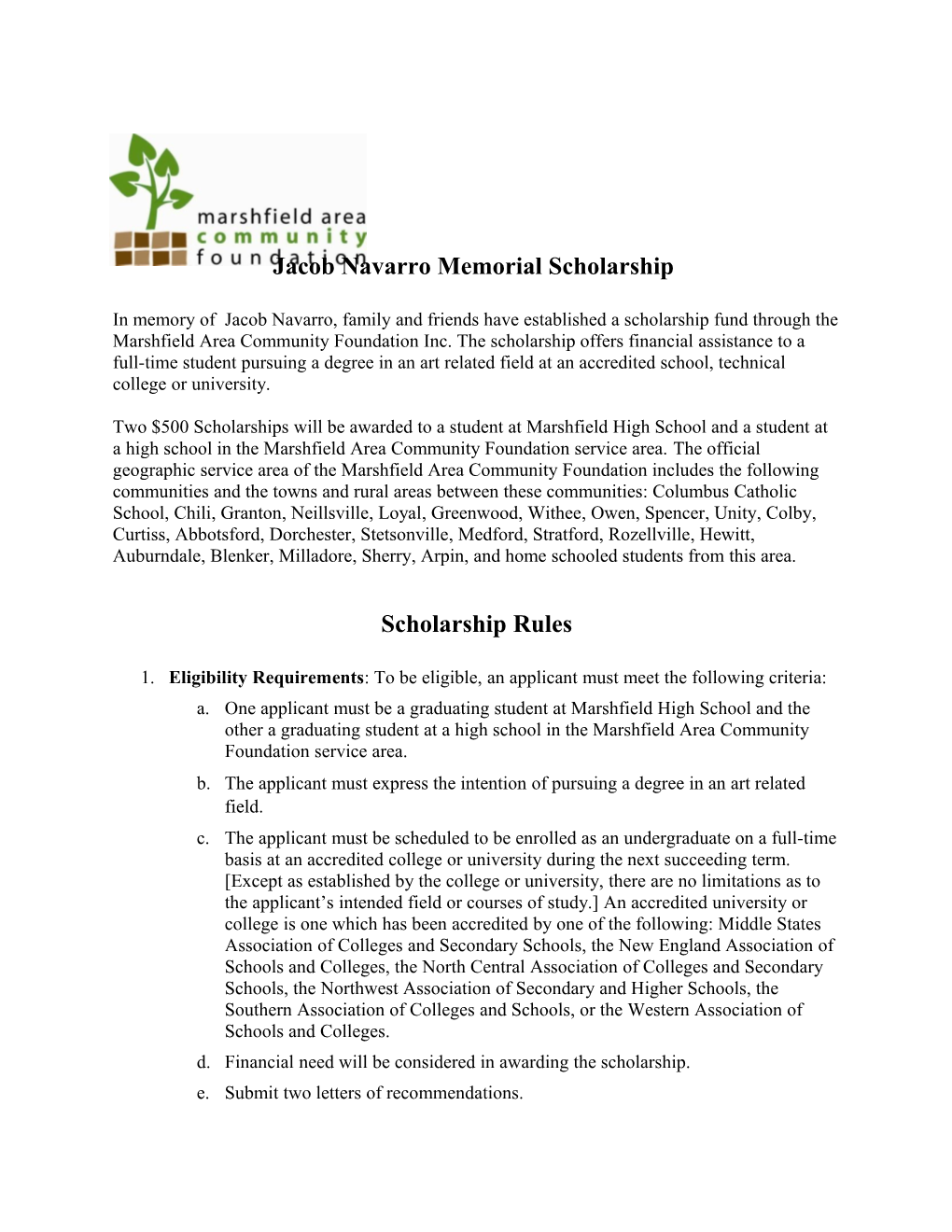 Jacob Navarro Memorial Scholarship