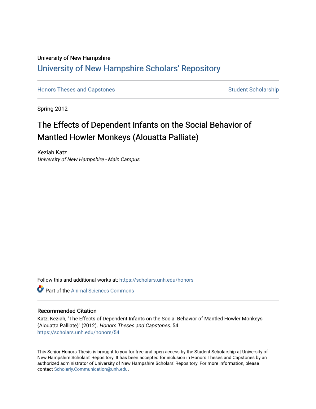 The Effects of Dependent Infants on the Social Behavior of Mantled Howler Monkeys (Alouatta Palliate)