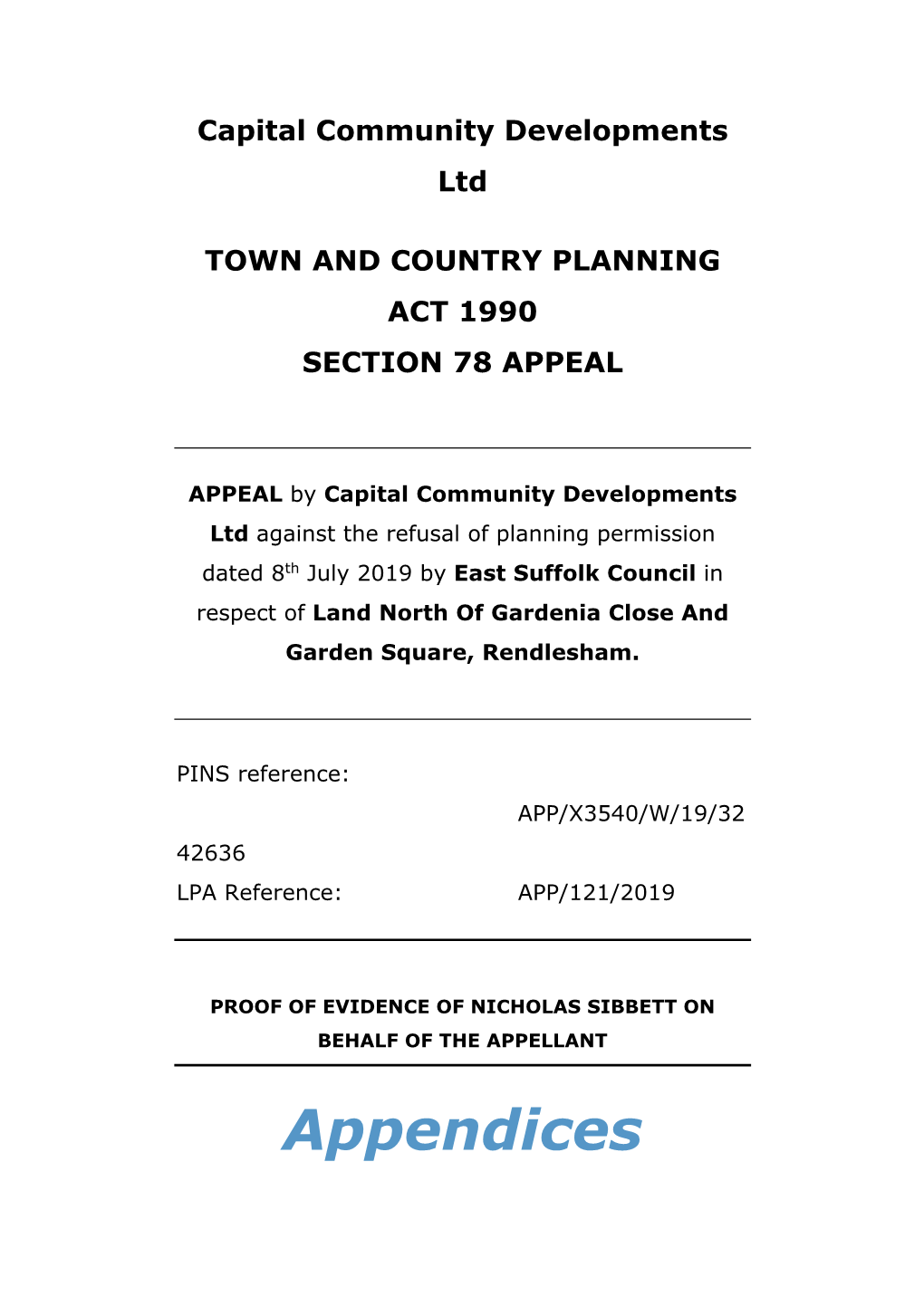 Appellants Ecology Proof of Evidence Appendices