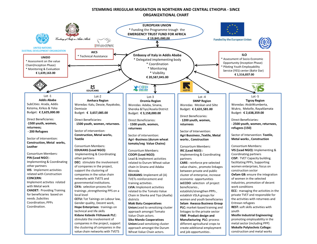 Stemming Irregular Migration in Northern and Central Ethiopia - Since Organizational Chart