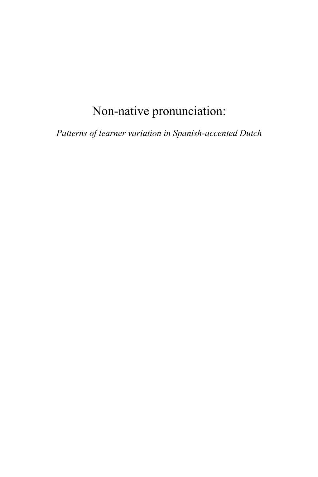 Non-Native Pronunciation