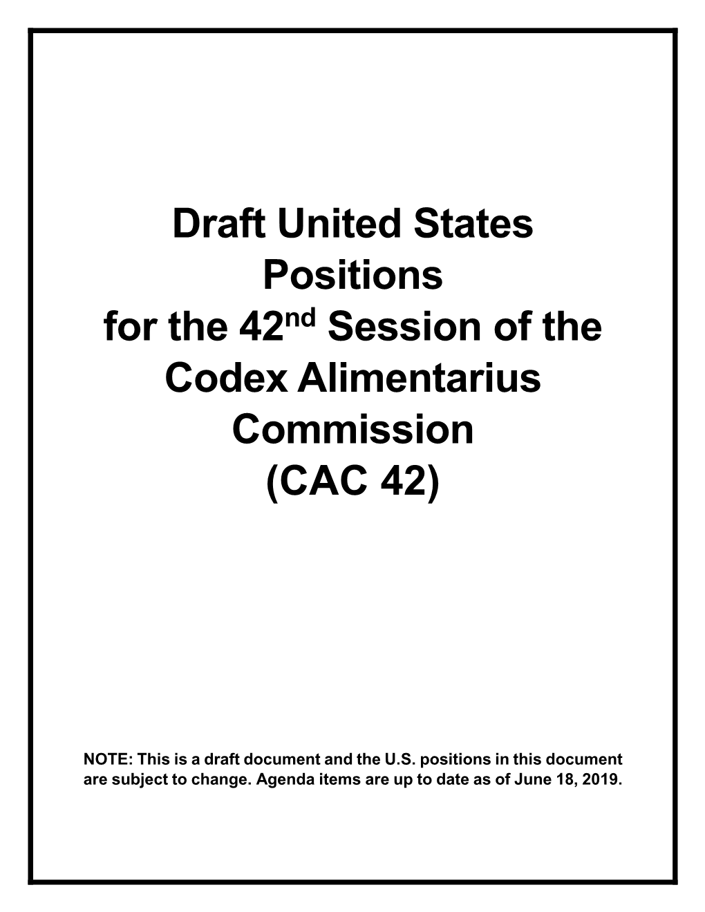 Session of the Codex Alimentarius Commission (CAC 42)