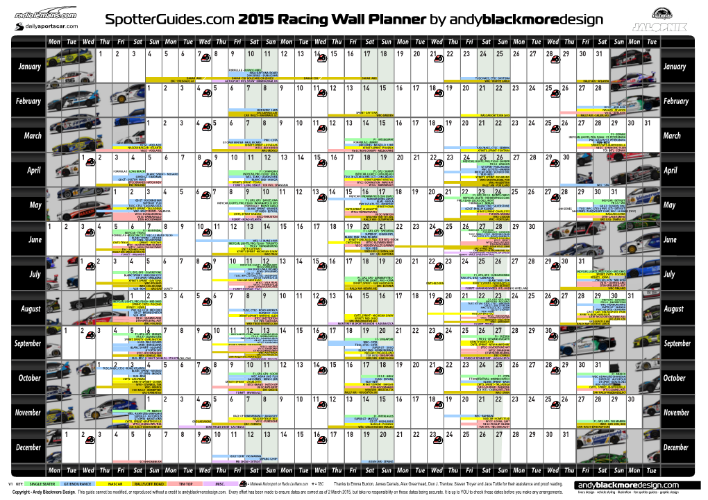 Spotterguides.Com 2015 Racing Wall Planner by Andyblackmoredesign