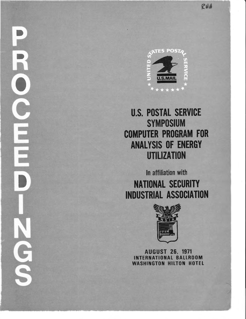 Us Postal Service Symposium Computer Program for Analysis Of