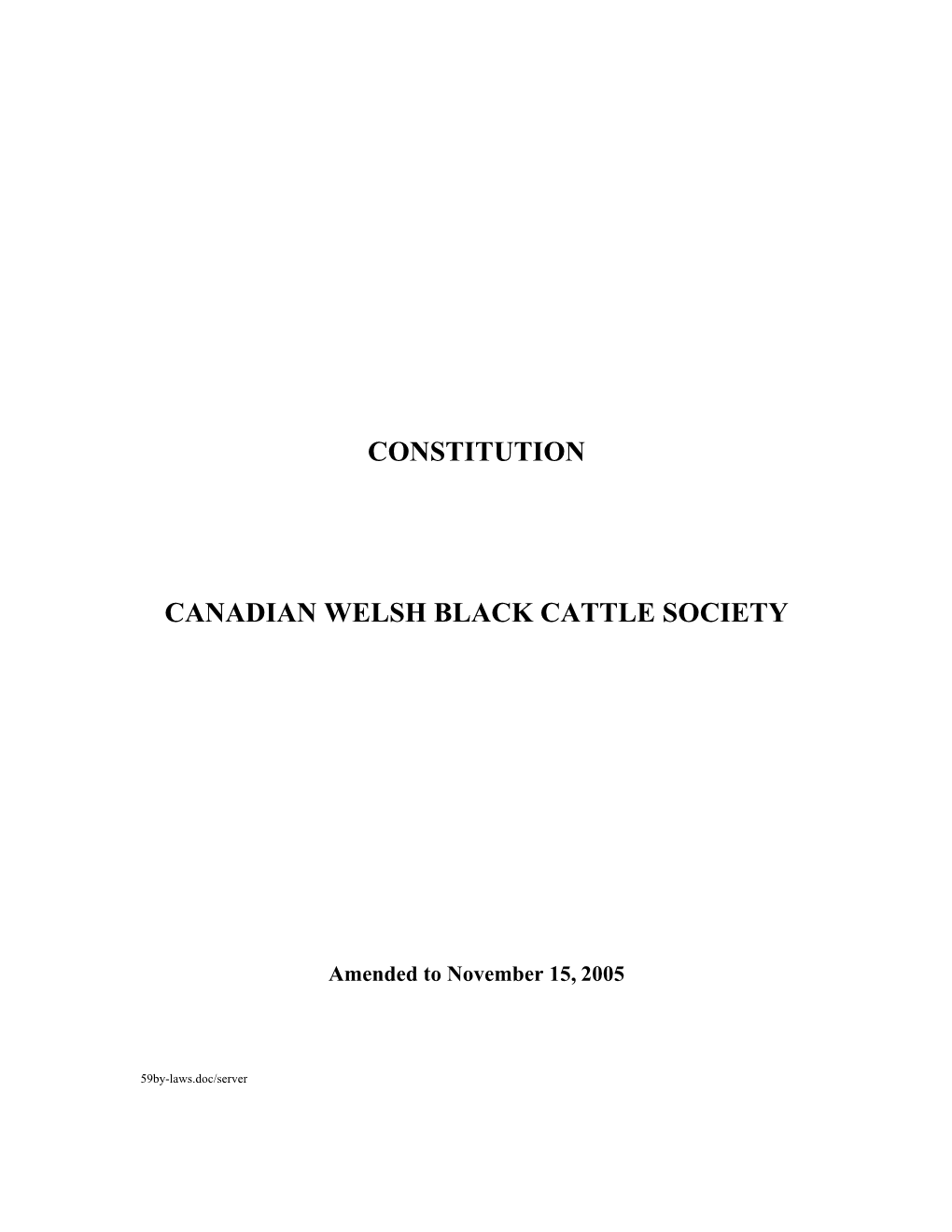 Constitution Canadian Welsh Black Cattle Society