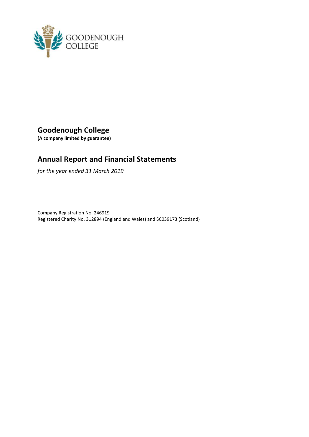 Annual Report and Financial Statements for the Year Ended 31 March 2019