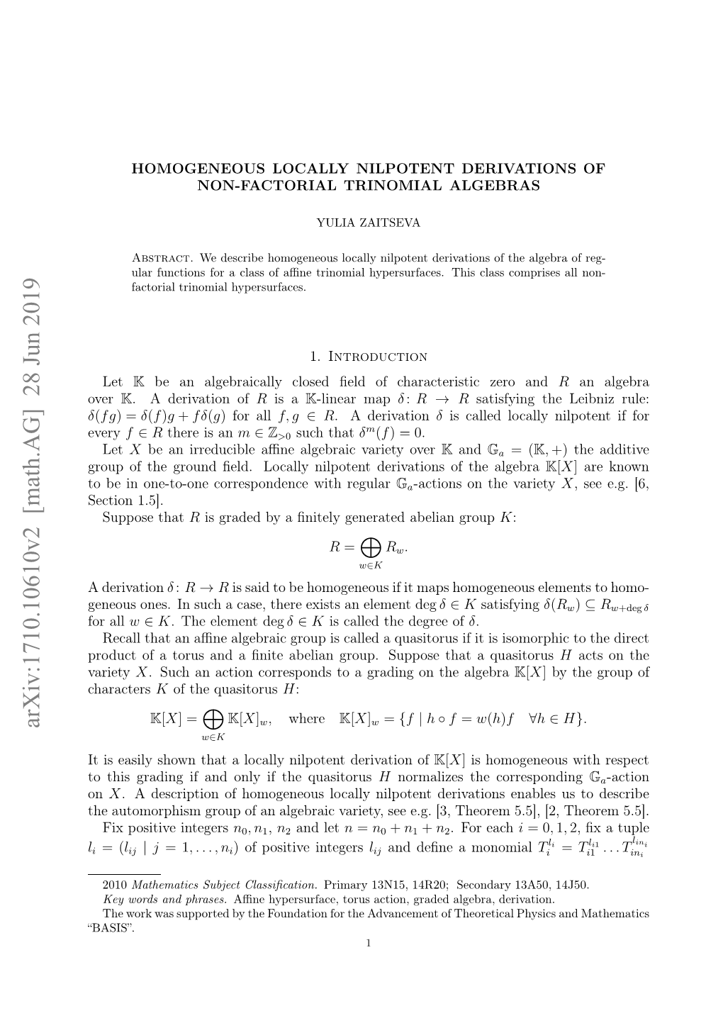 Arxiv:1710.10610V2 [Math.AG]