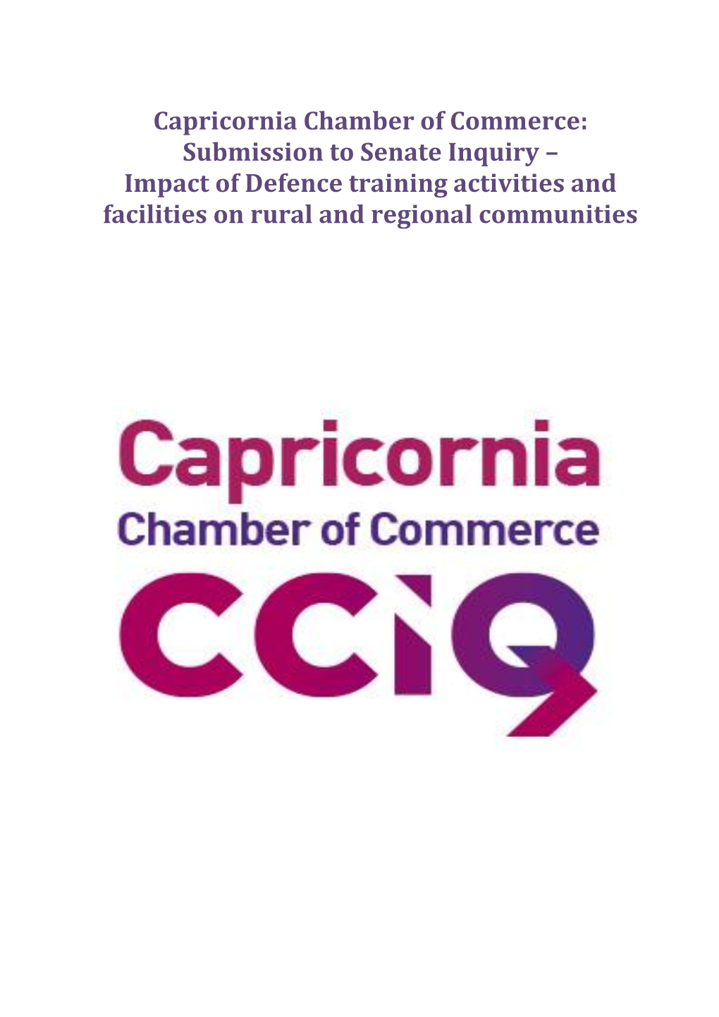 Impact of Defence Training Activities and Facilities on Rural and Regional Communities