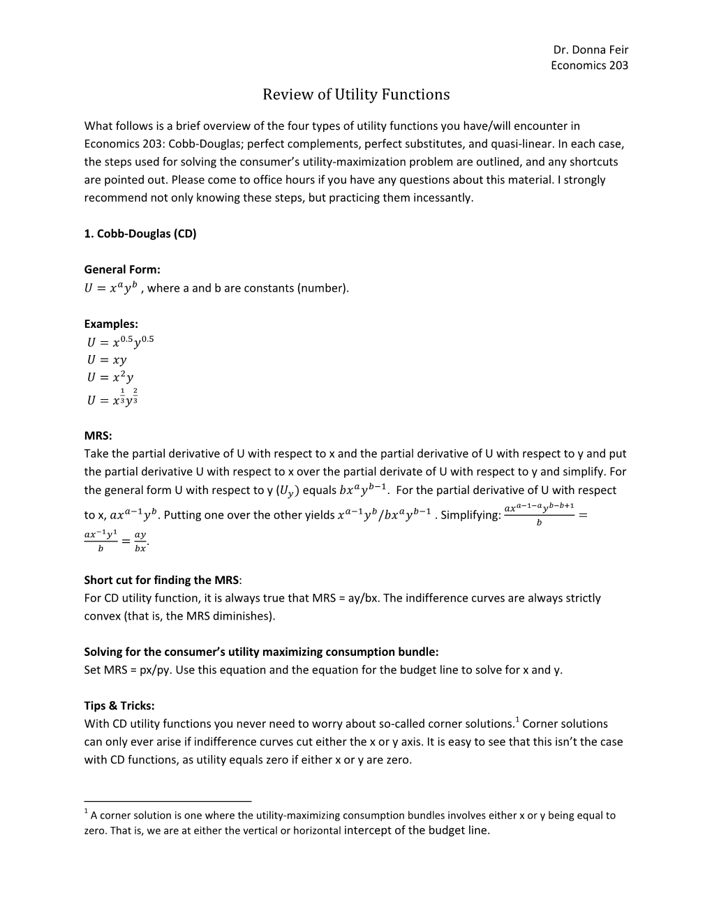 Review of Utility Functions