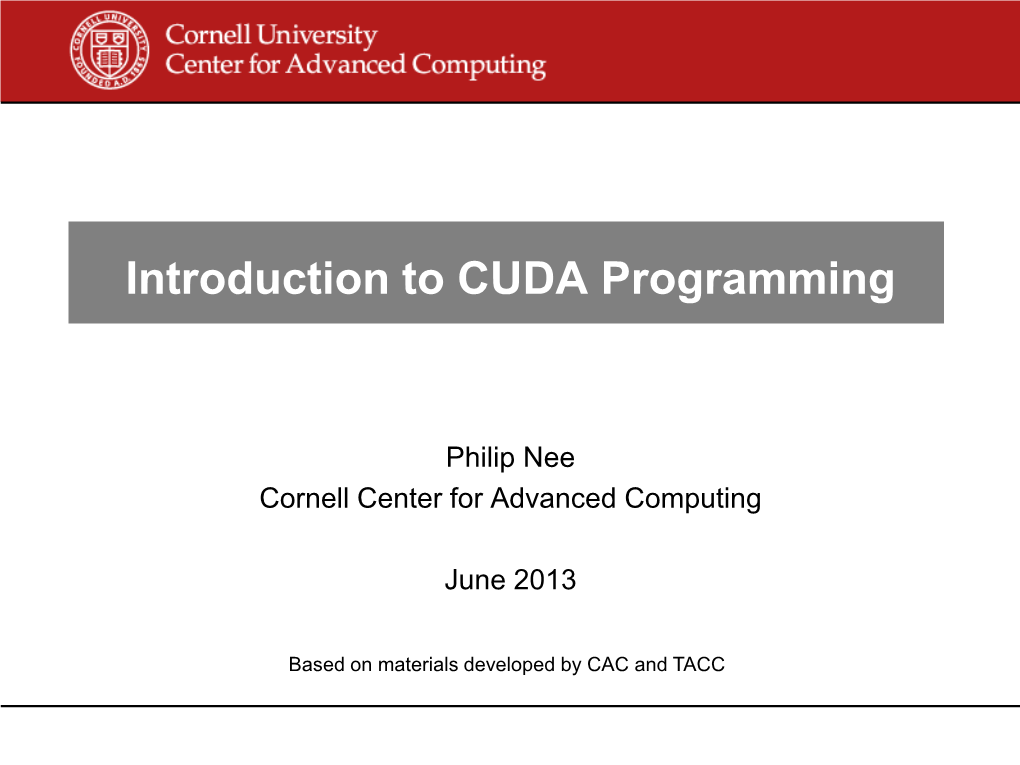 Introduction to CUDA Programming