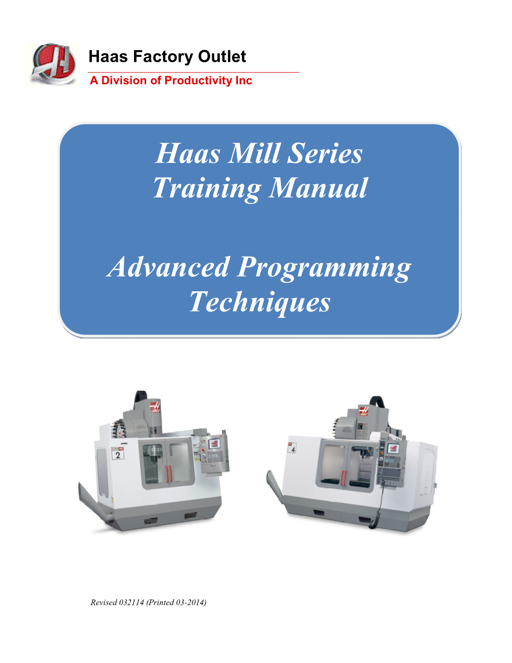 Haas Mill Series Training Manual Advanced