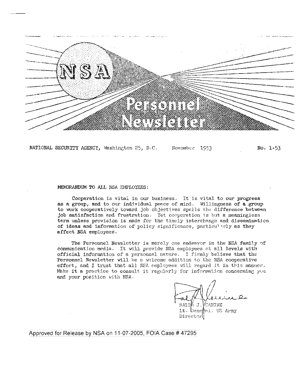 NSA Newsletter, November 1953