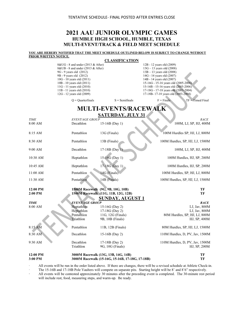 2021 Aau Junior Olympic Games Multi