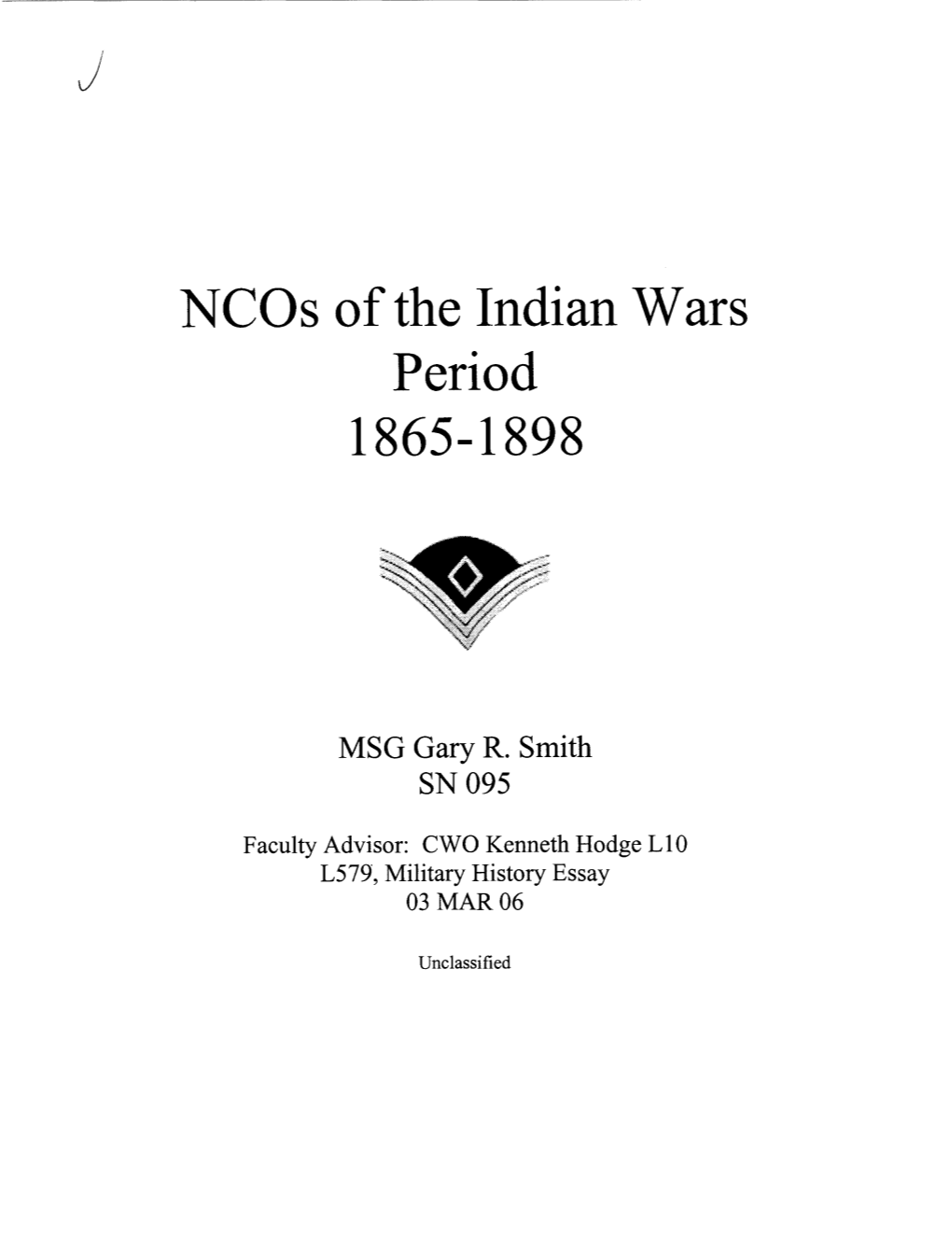 Of the Indian Wars Period 1865-1898