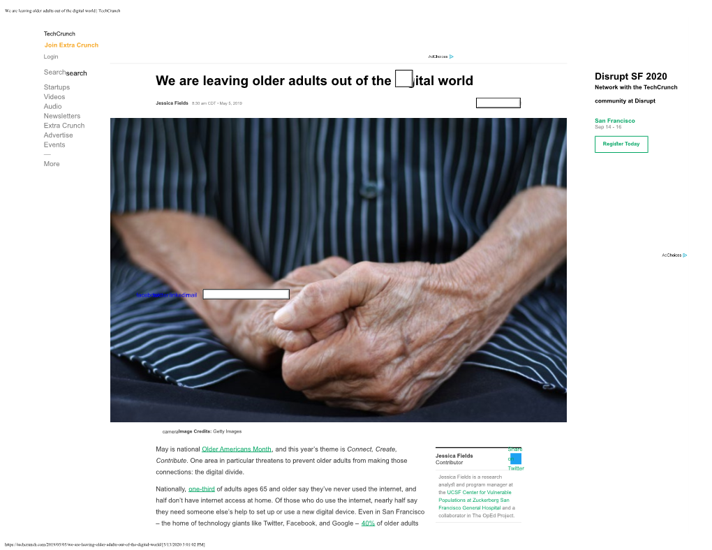 We Are Leaving Older Adults out of the Digital World | Techcrunch