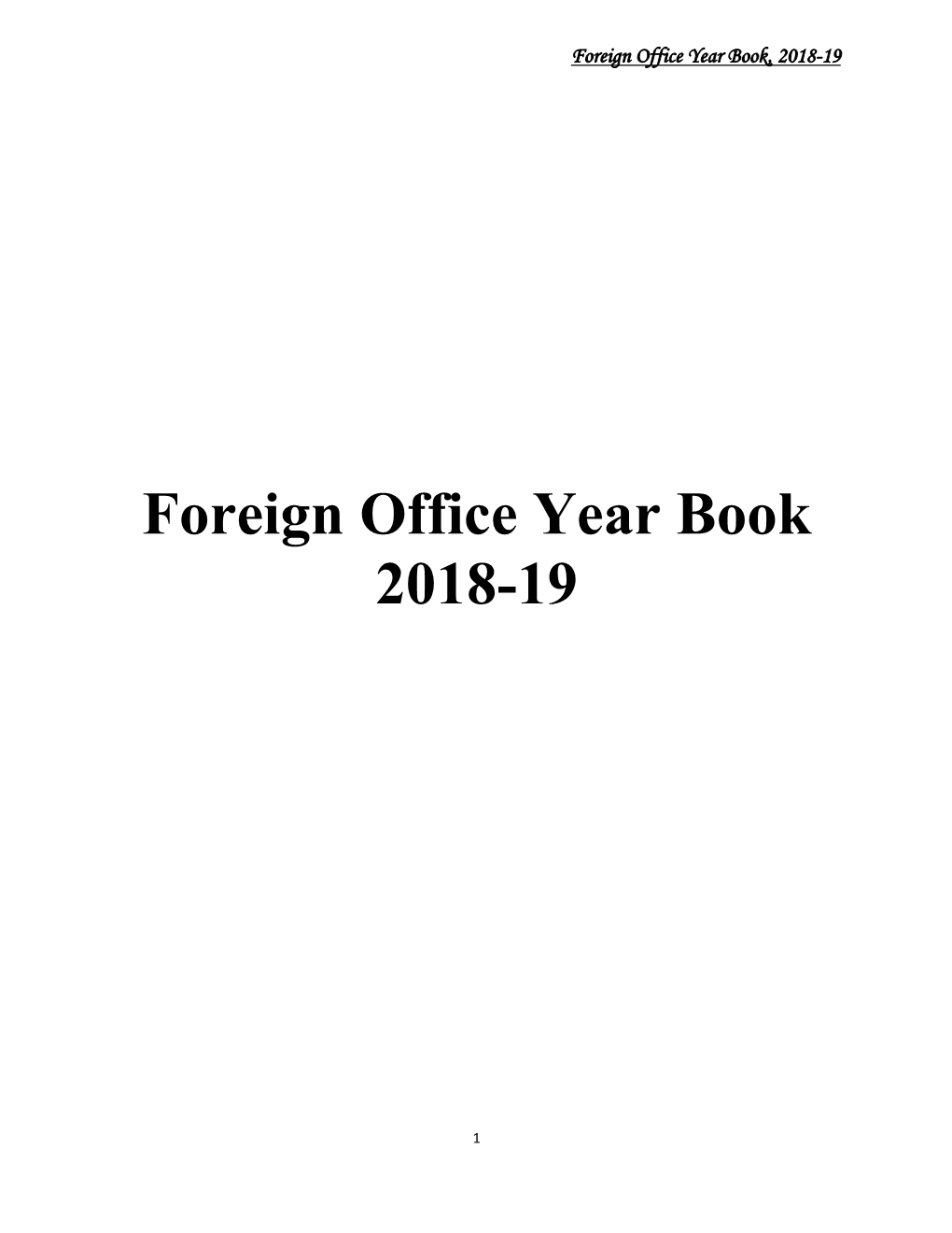 Foreign Office Year Book 2018-19