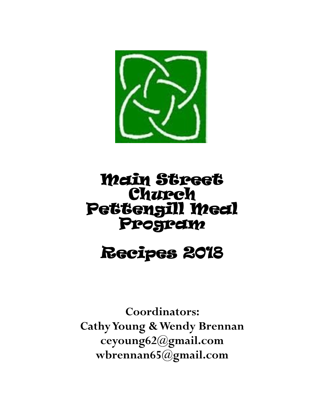 Main Street Church Pettengill Meal Program Recipes 2018