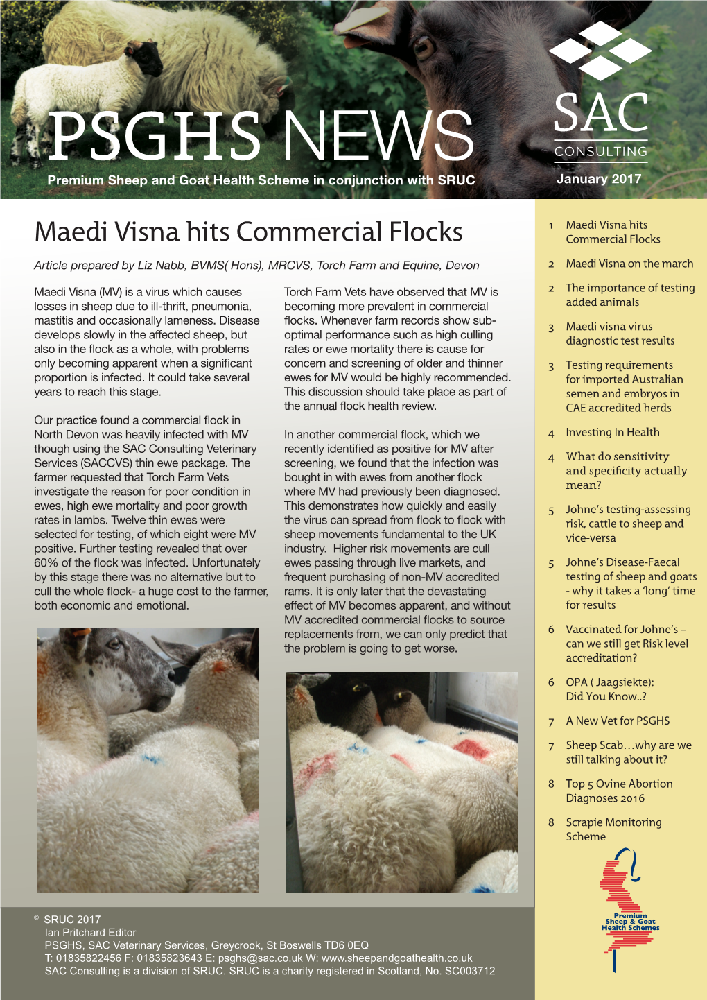 PSGHS NEWS January 2017 Premium Sheep and Goat Health Scheme in Conjunction with SRUC