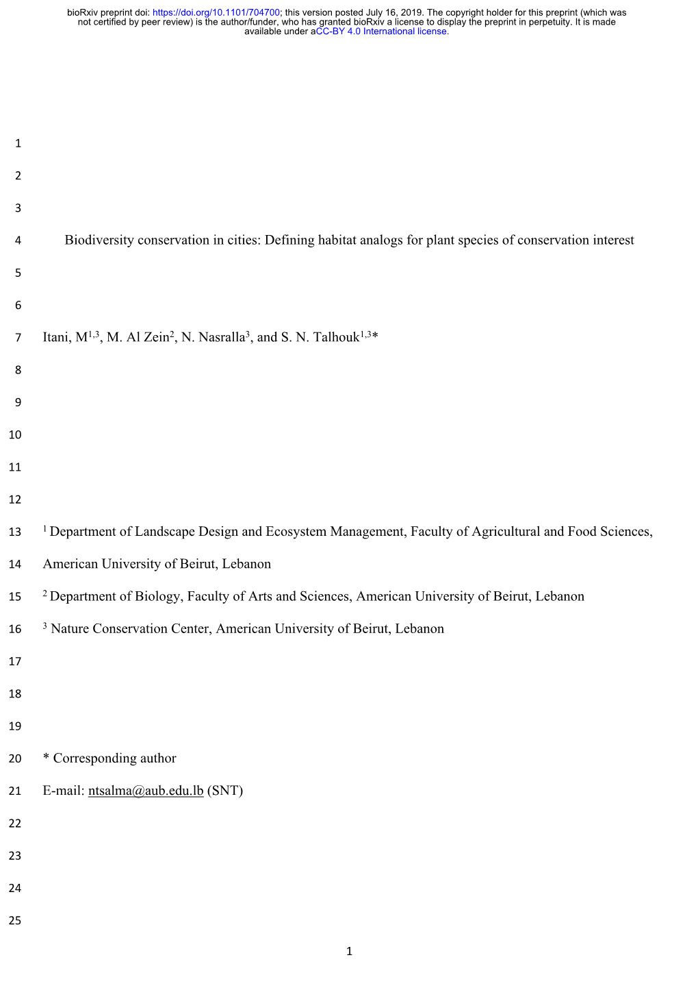 Defining Habitat Analogs for Plant Species of Conservation Interest