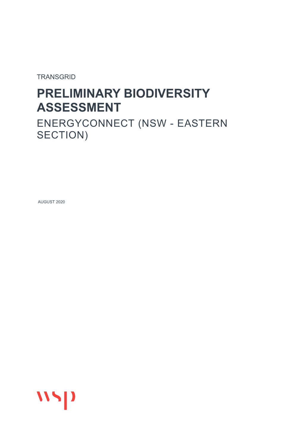 Preliminary Biodiversity Assessment Energyconnect (Nsw - Eastern Section)