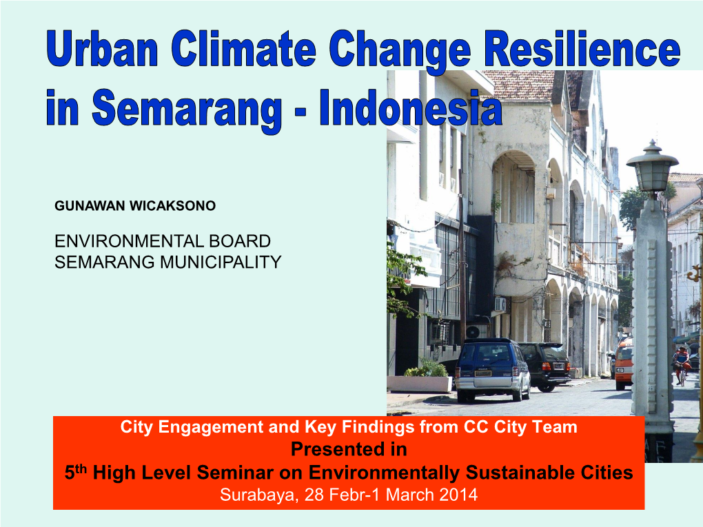 Urban Climate Change Resilience in Semarang