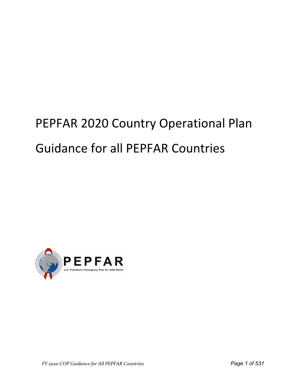 PEPFAR 2020 COP Guidance