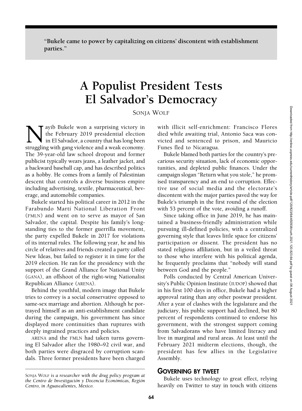 A Populist President Tests El Salvador's Democracy