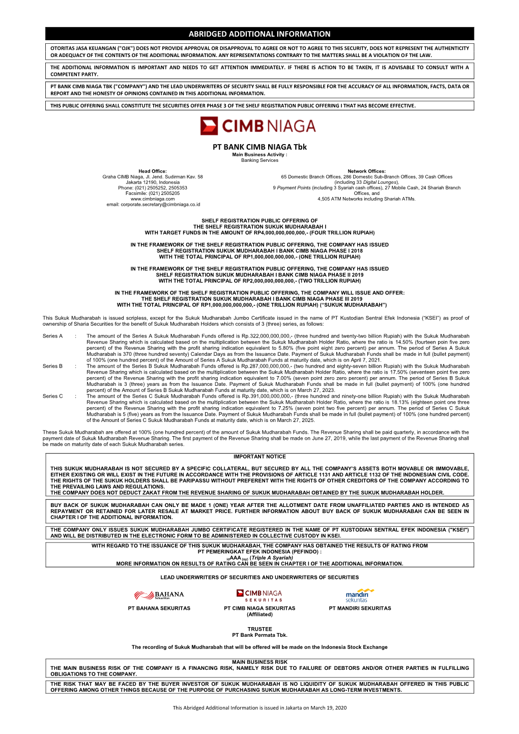 Abridged Additional Information Pt Bank Cimb