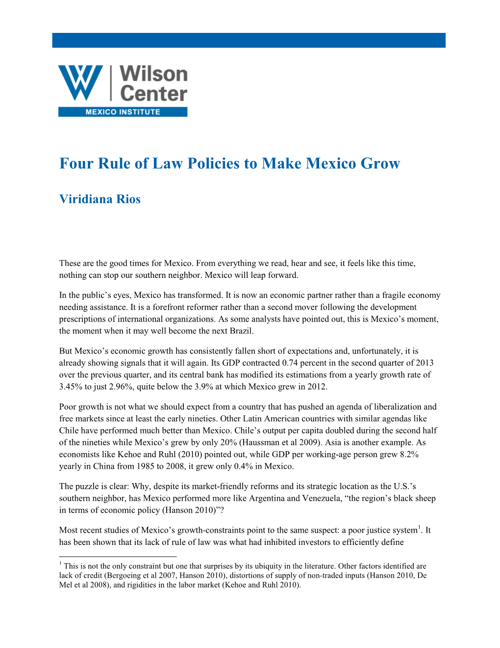 Four Rule of Law Policies to Make Mexico Grow