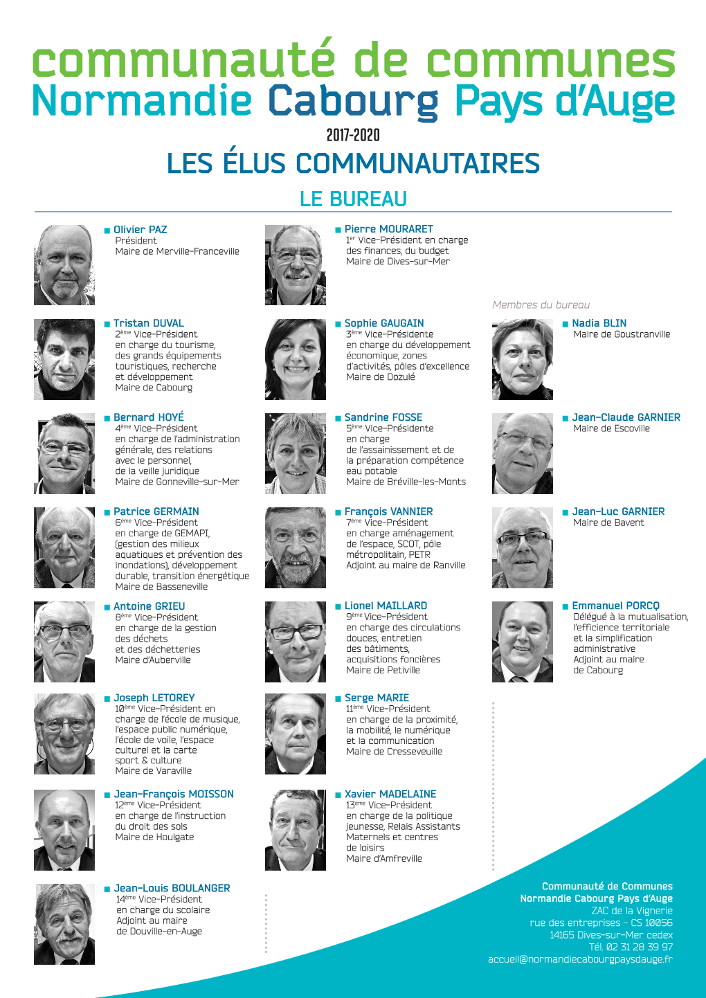 Communauté De Communes Normandie Cabourg Pays D’Auge 2017-2020 LES ÉLUS COMMUNAUTAIRES LE BUREAU