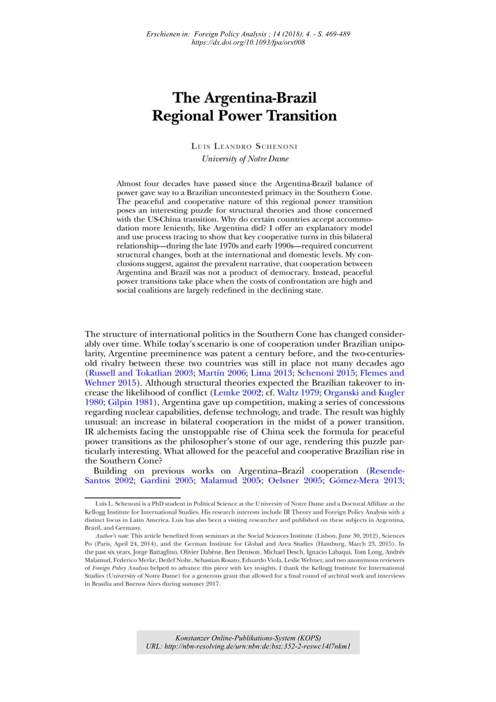 The Argentina-Brazil Regional Power Transition