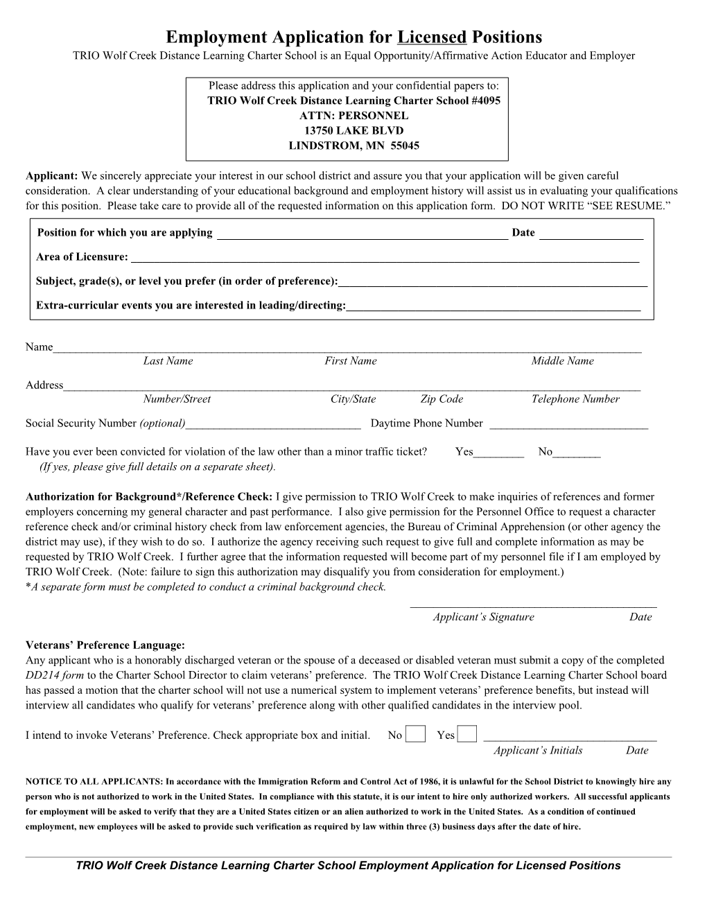 Please Address This Application and Your Confidential Papers To